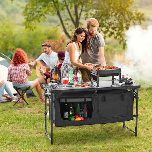 Black folding camping kitchen - black,