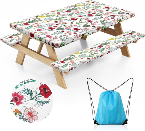 Picnic table cover with - with, bench